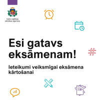 Esi gatavs eksāmenam. Ieteikumi veiksmīgai eksāmena kārtošanai. Valsts izglītības attīstības aģentūras logo