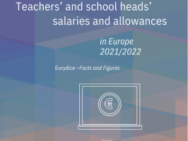 Eurydice pētījuma “Valstu lapas: skolotāju un skolu direktoru algas un piemaksas Eiropā 2021./2022. mācību gadā" vāks